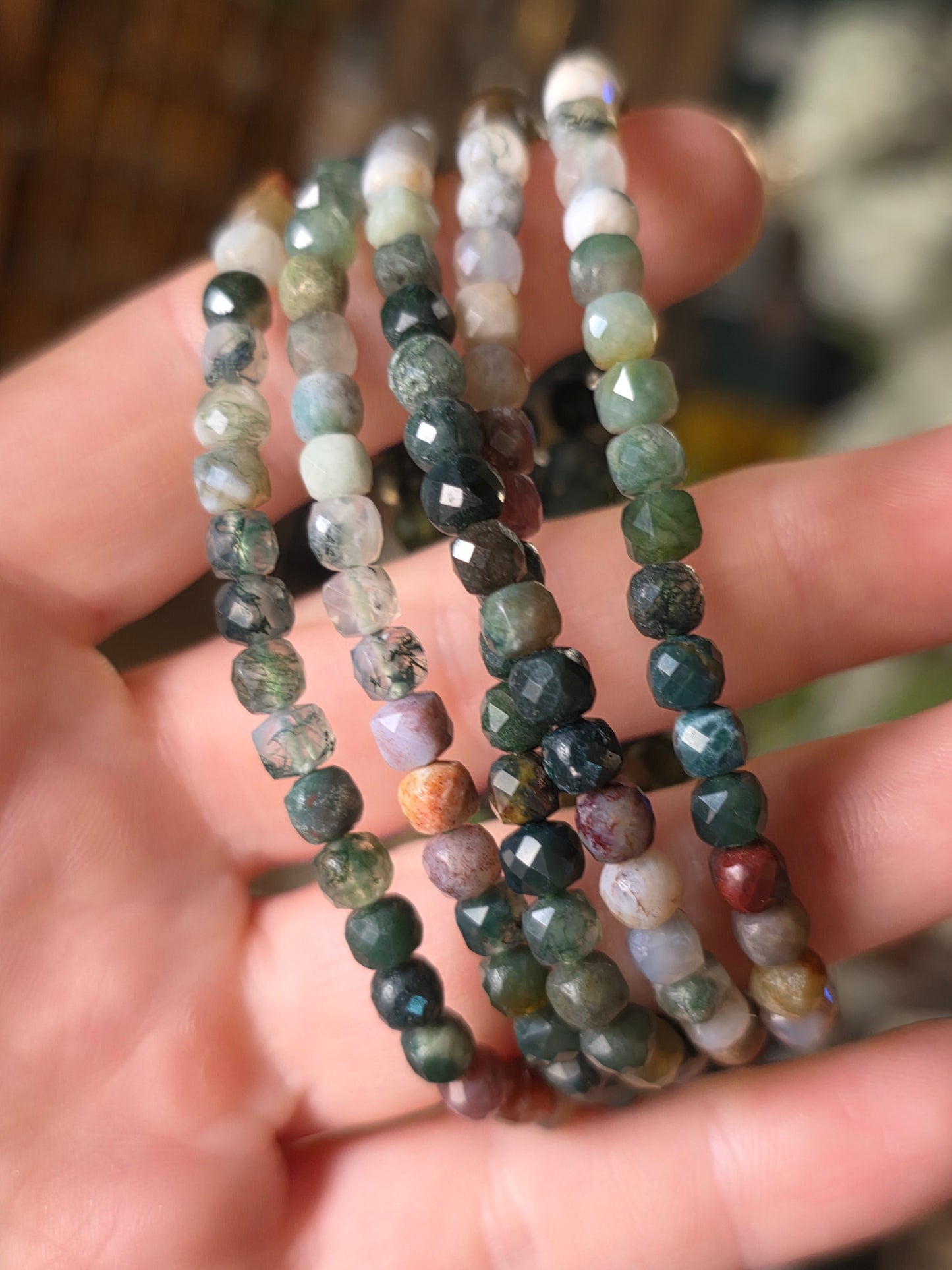 Faceted India Agate Bead Bracelet