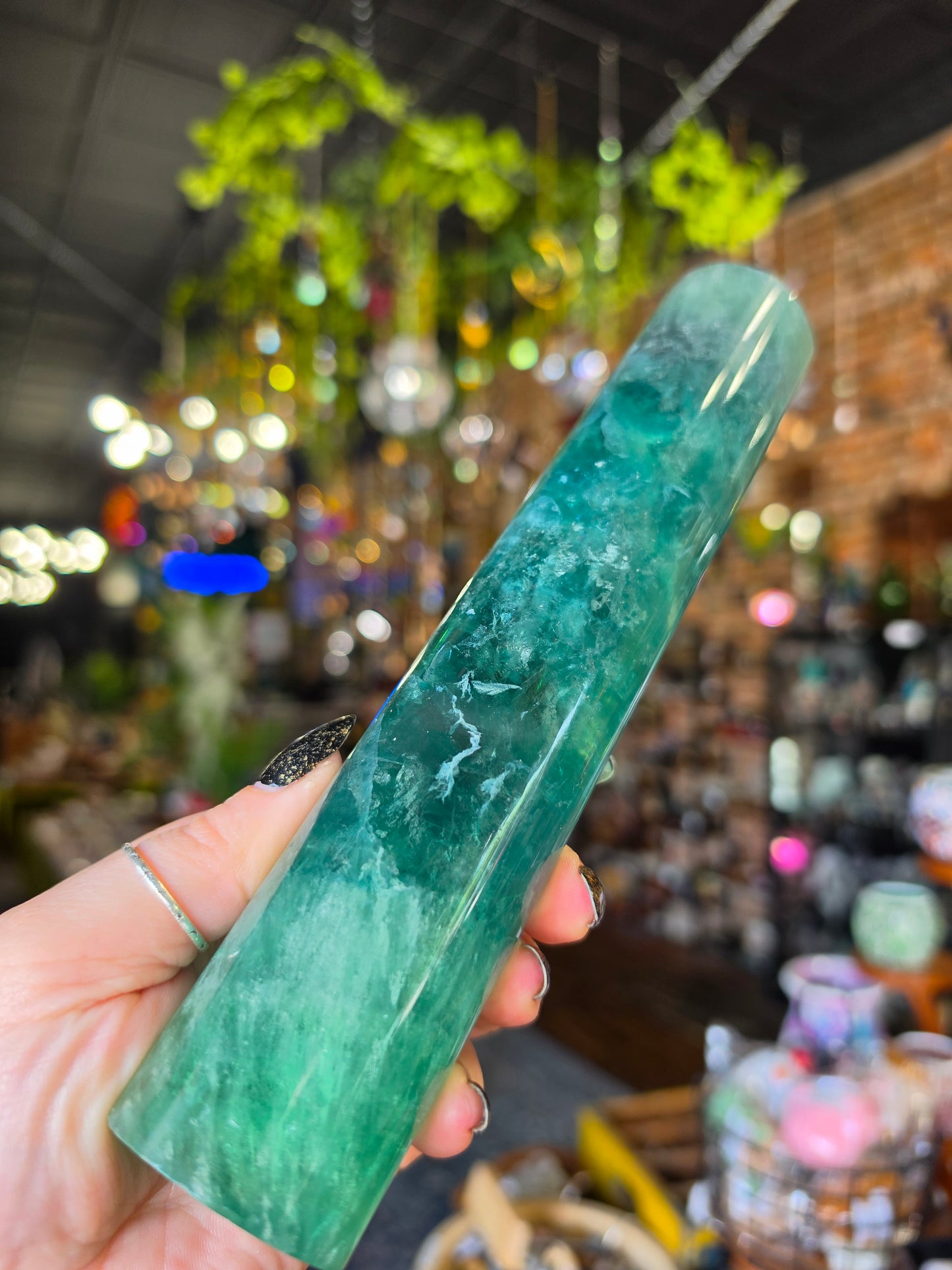 Green fluorite Jewelry Stand