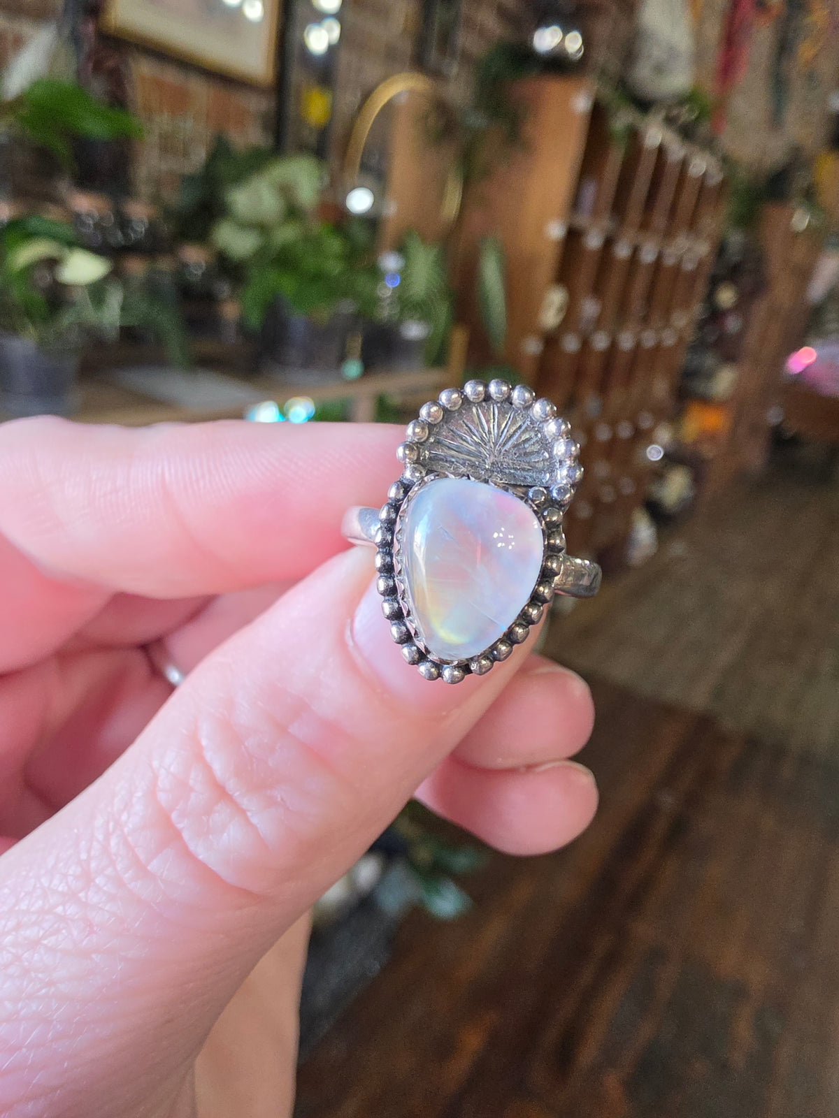 Size 7 Rainbow Moonstone Ring