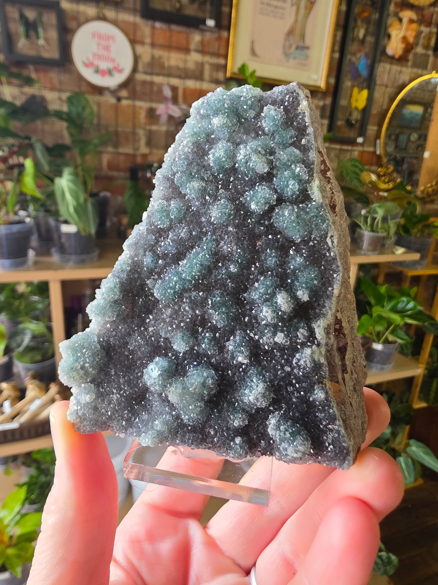 Quartz Druzy on Malachite