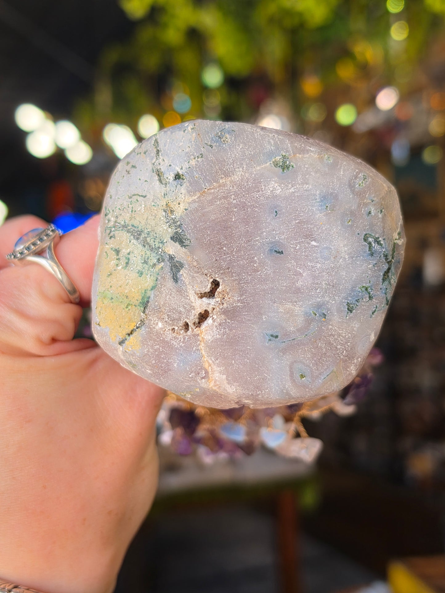 Opalite, Rose Quartz, Amethyst Chip Bead Tree on Amethyst Cluster Base