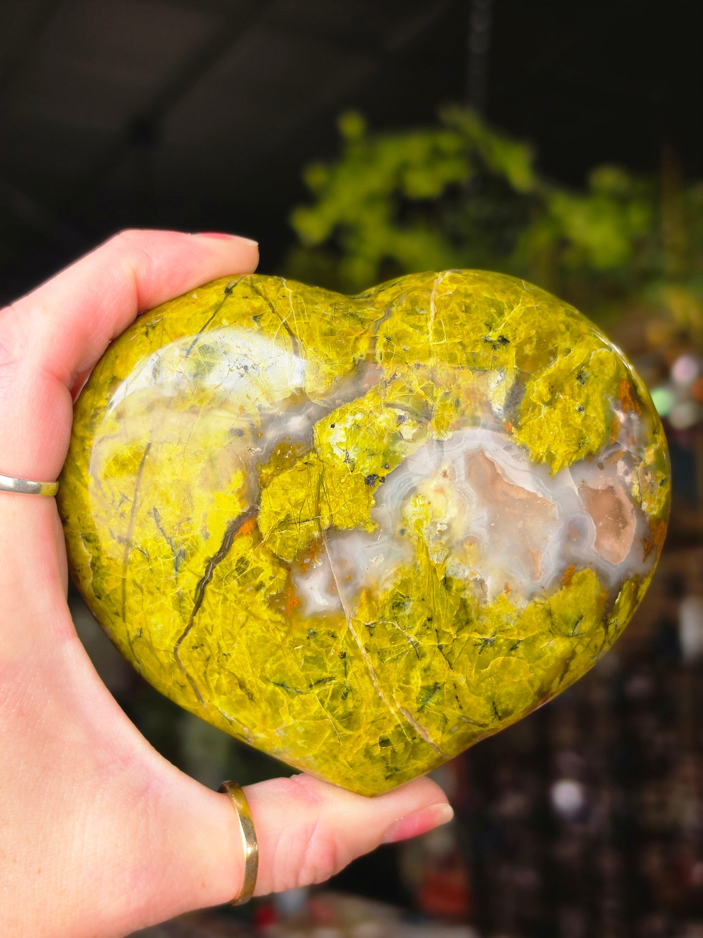 Large Green Opal Heart