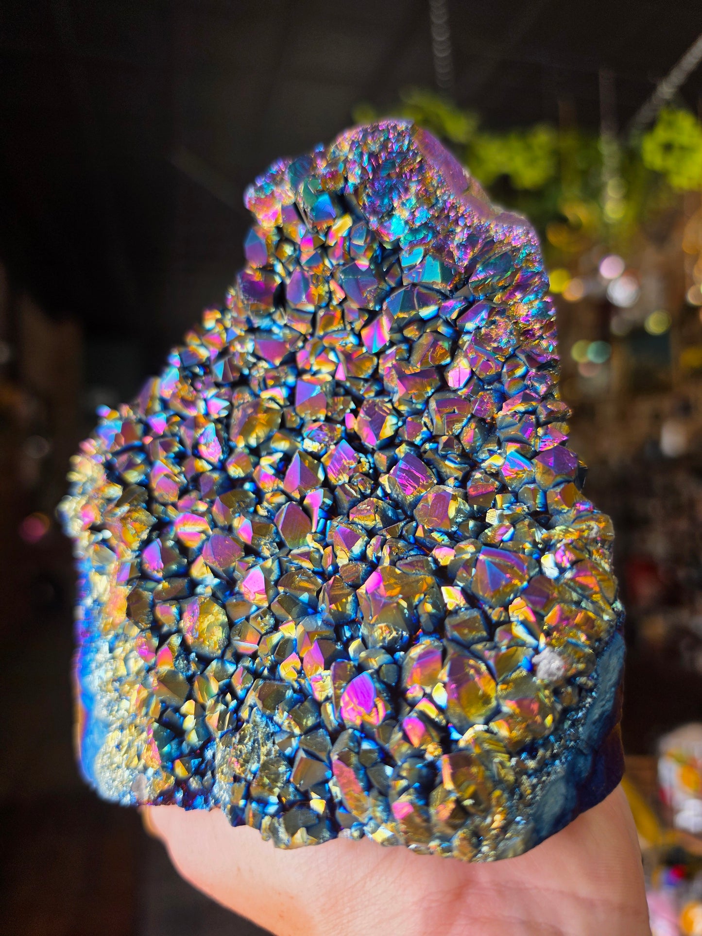 Treated Aura Quartz Cluster Freeform
