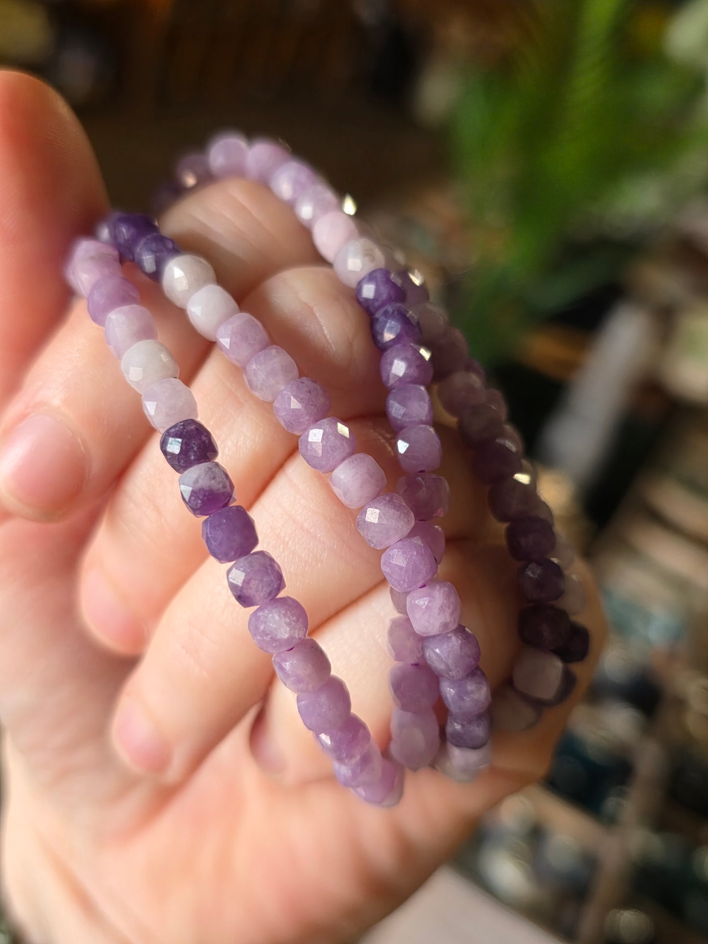 Faceted Lepidolite Bead Bracelet