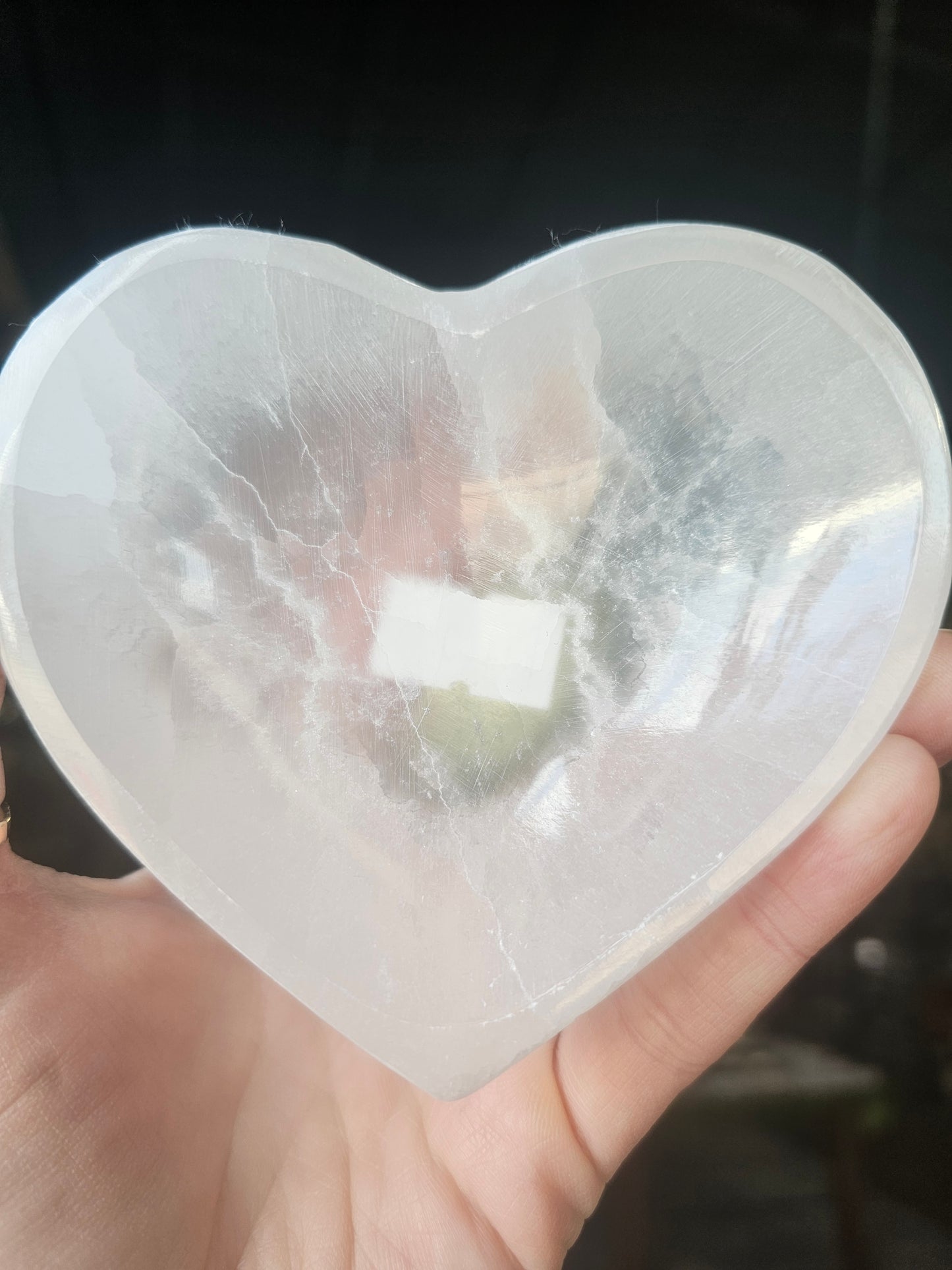 Selenite Heart Trinket Tray