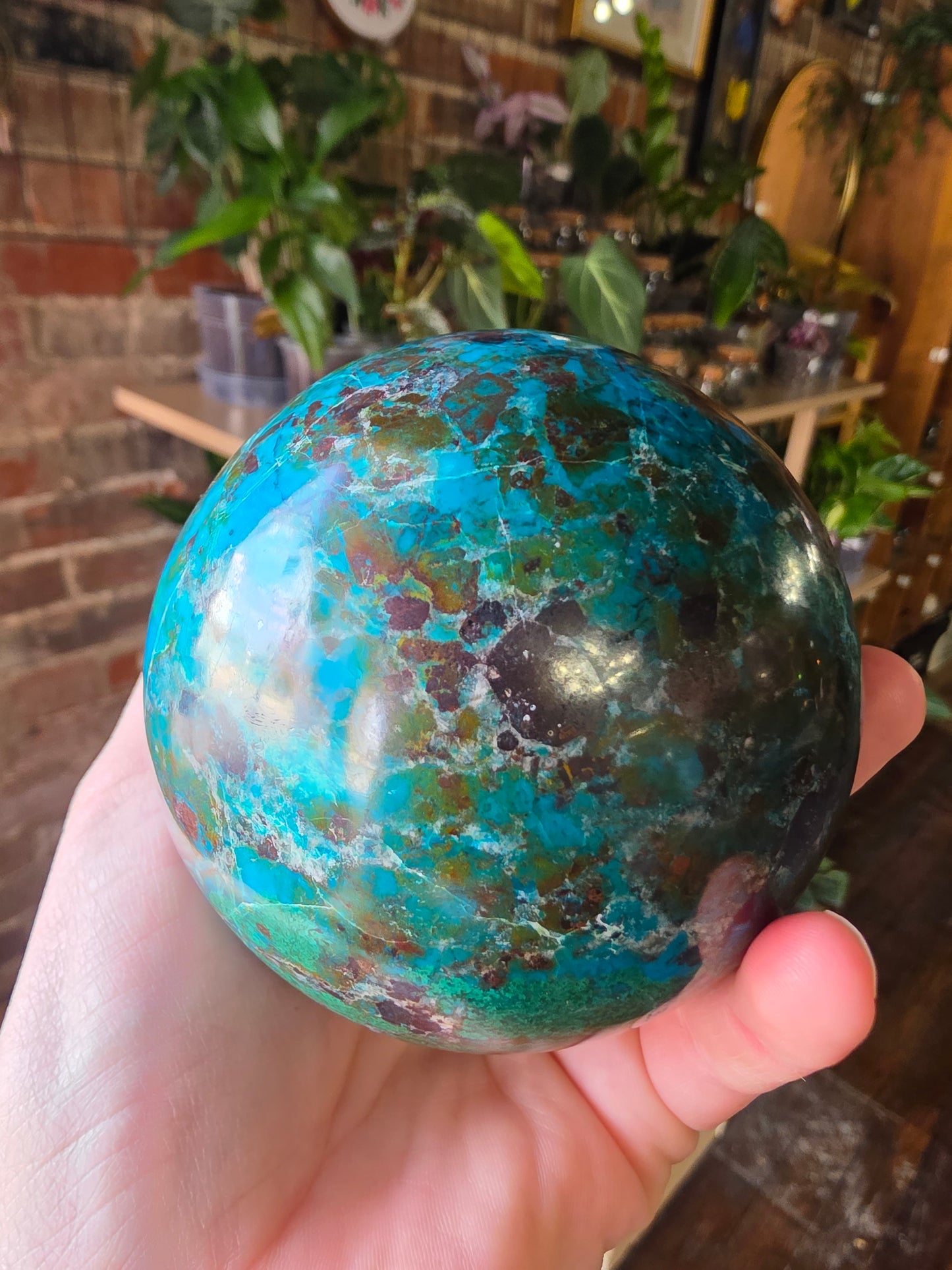 Chrysocolla and Malachite Sphere