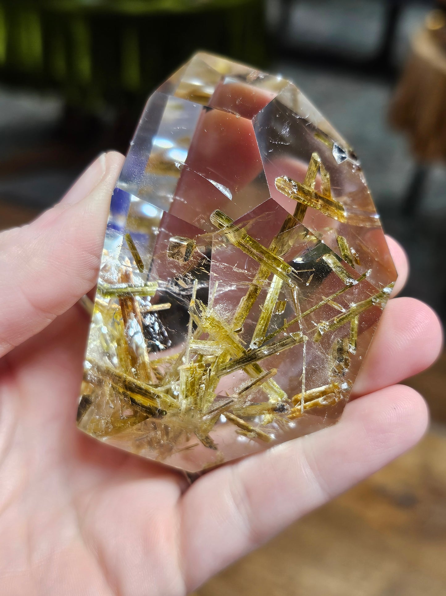 Epidote in Quartz Freeform