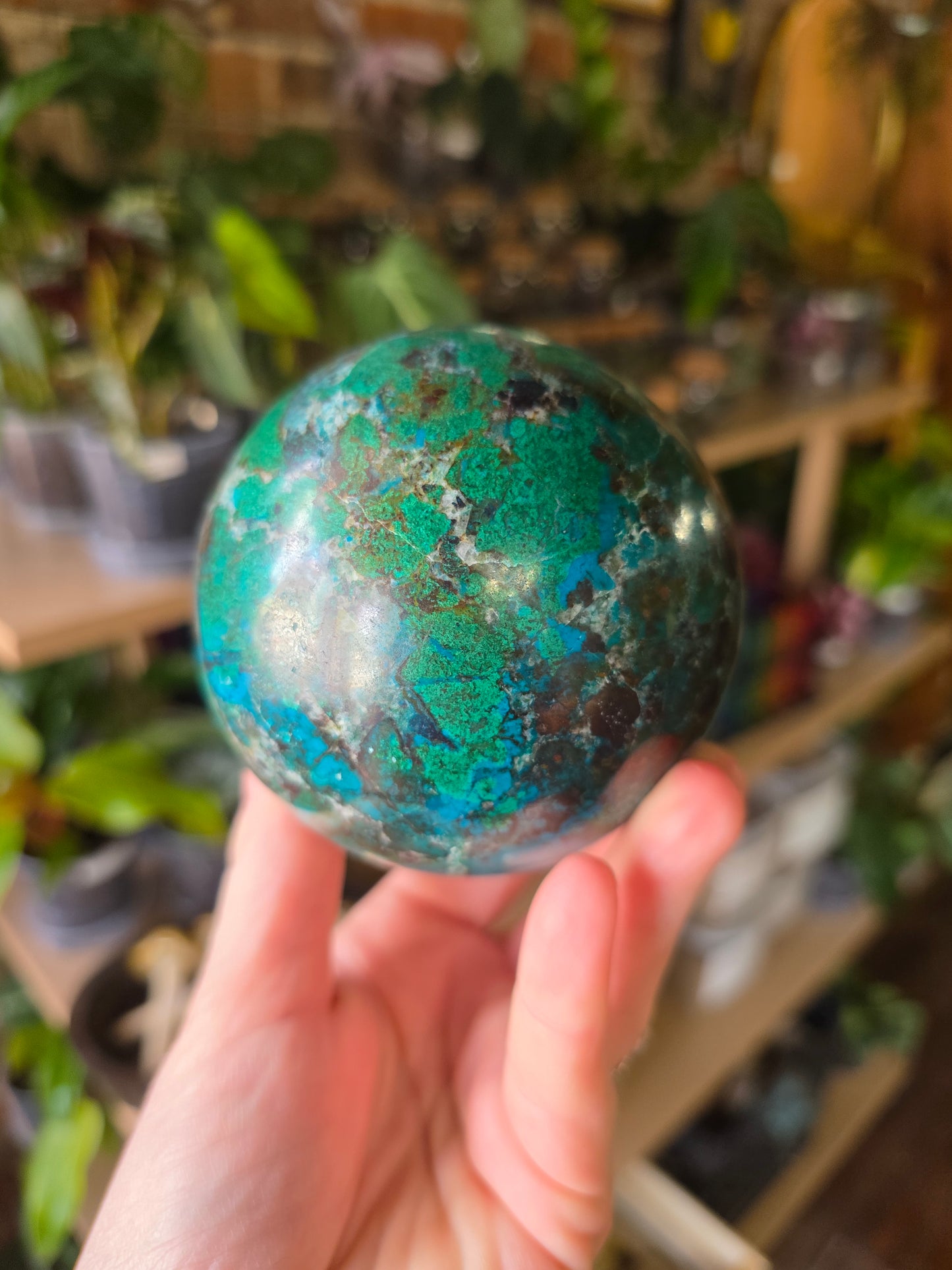 Chrysocolla and Malachite Sphere