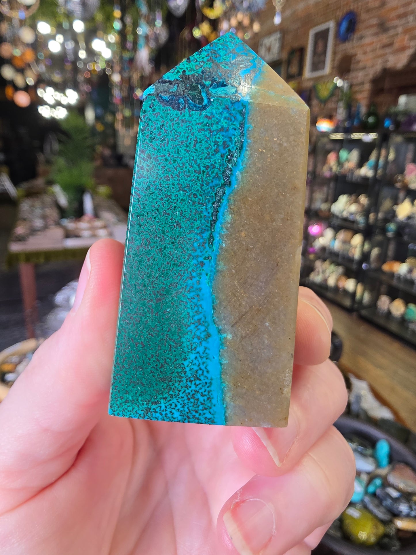 Malachite, Chrysocolla, Quartzite Point