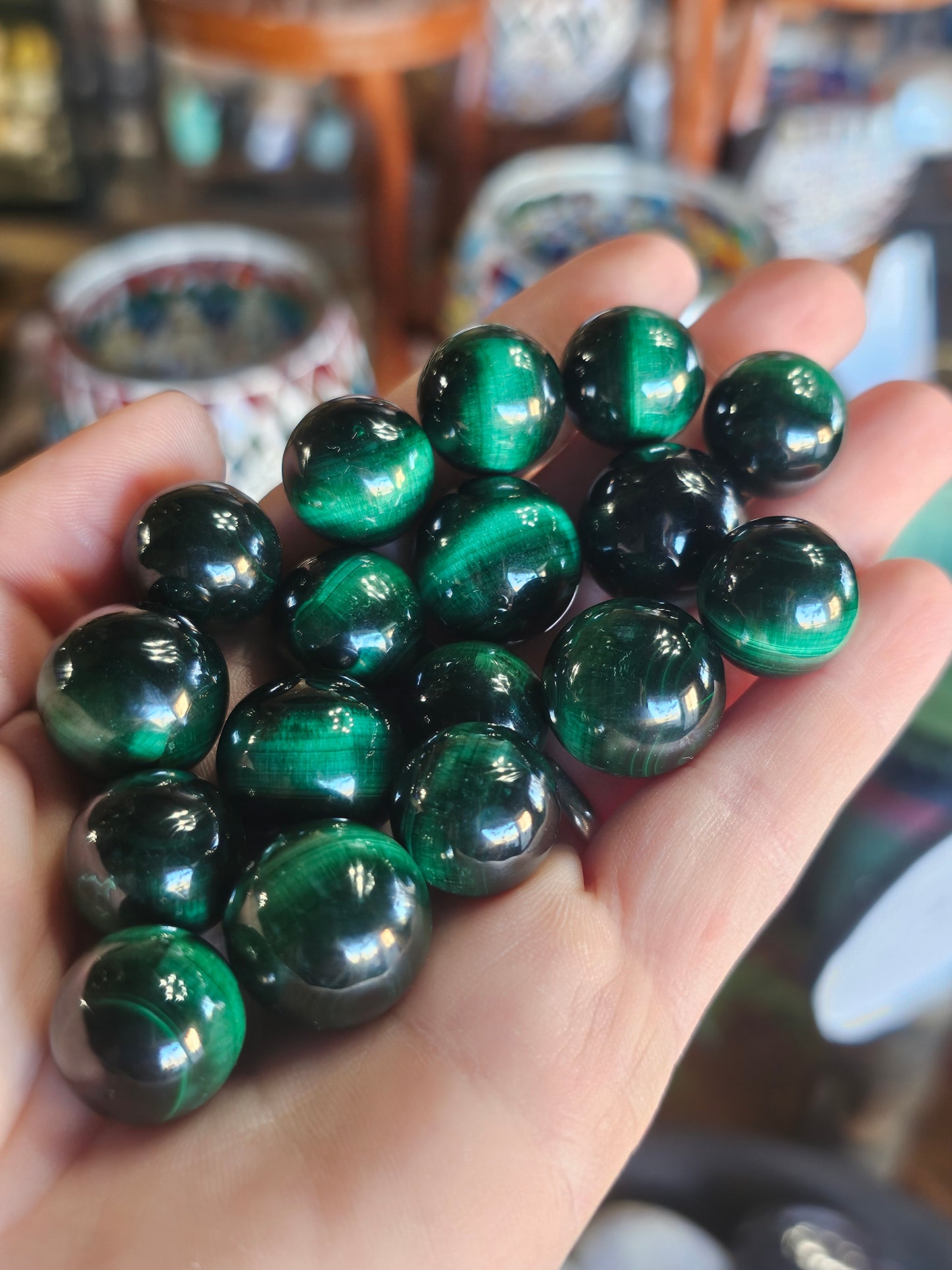 Chatoyant Malachite Mini Spheres