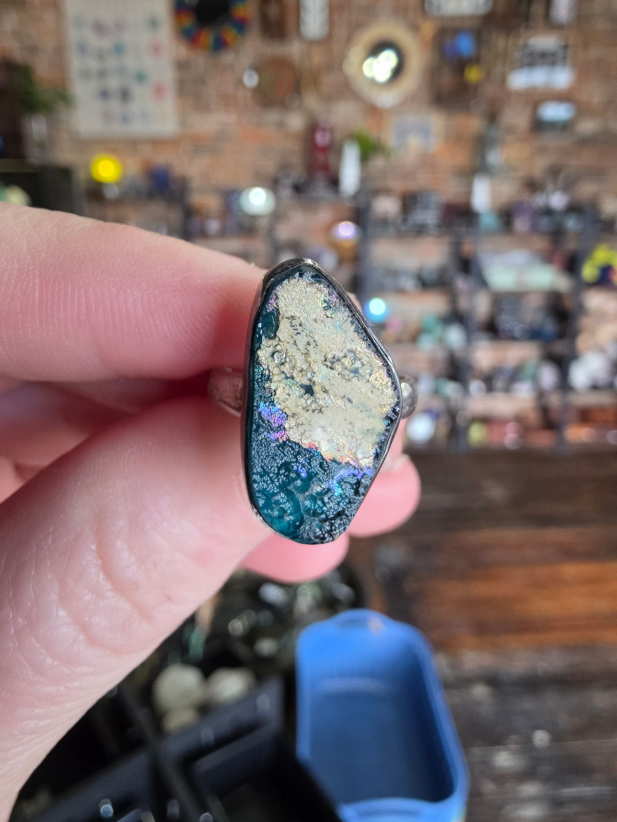 Patina Glass Ring Size 6