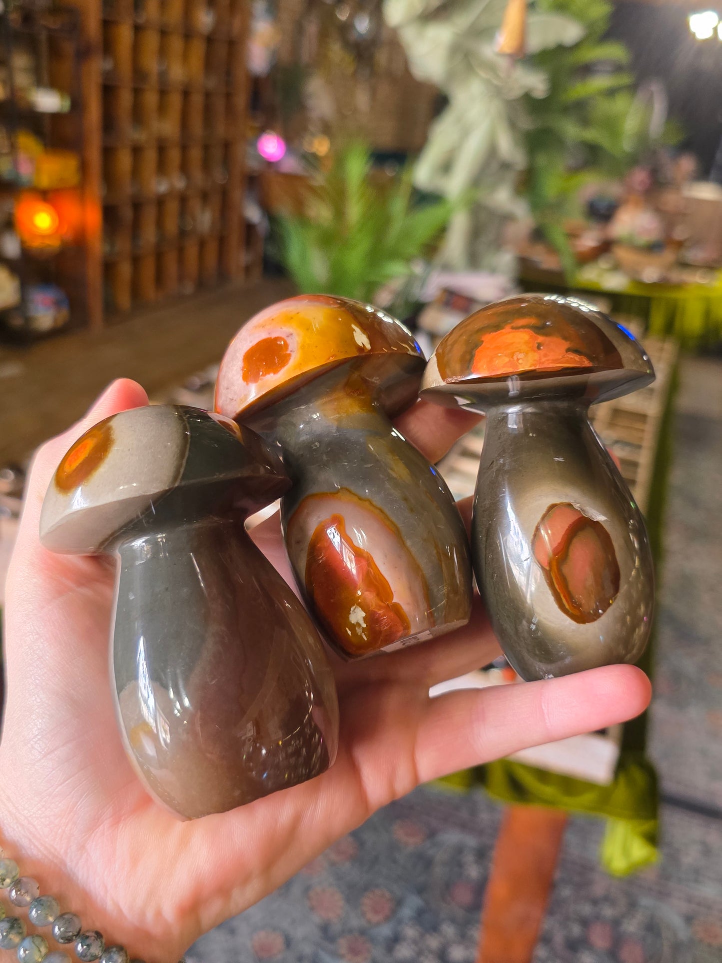 Polychrome Jasper Mushroom Carving