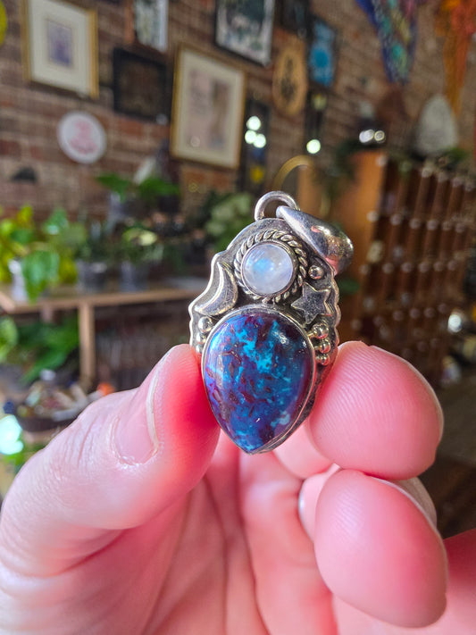 Moonstone & Shattuckite Pendant