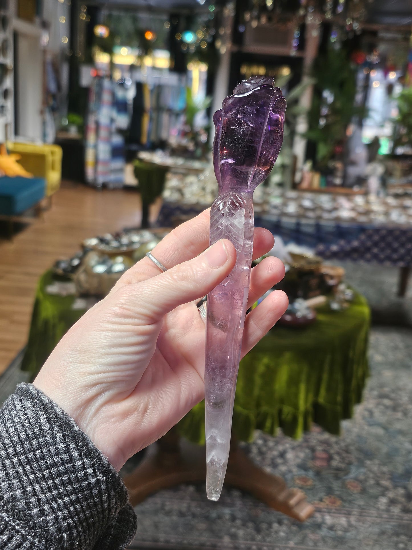 Amethyst Rose Carving