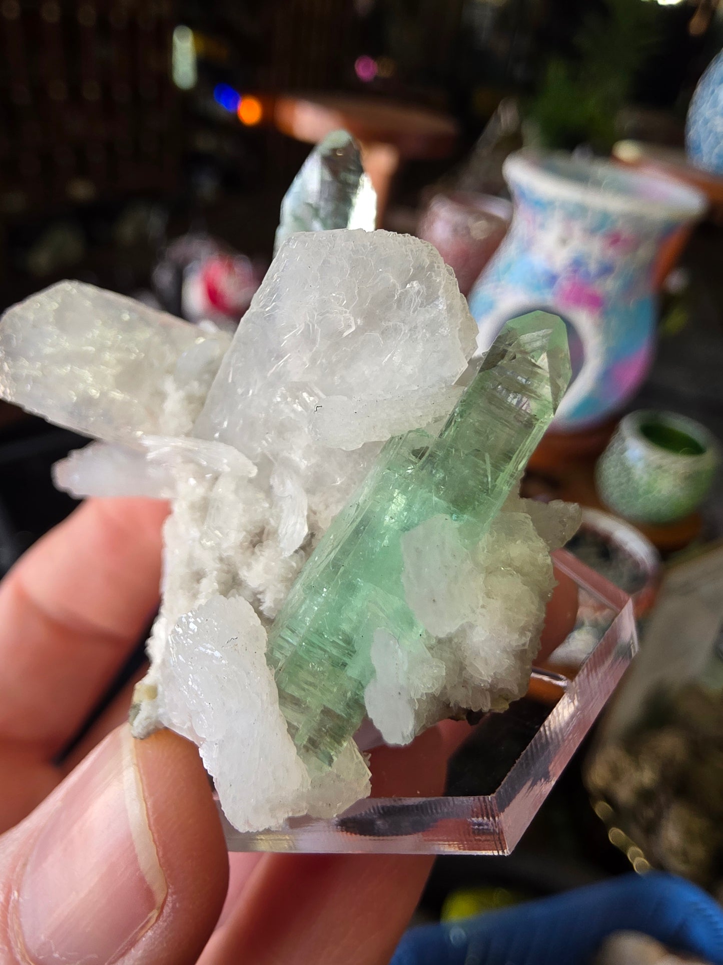 Green Apophyllite On Stilbite