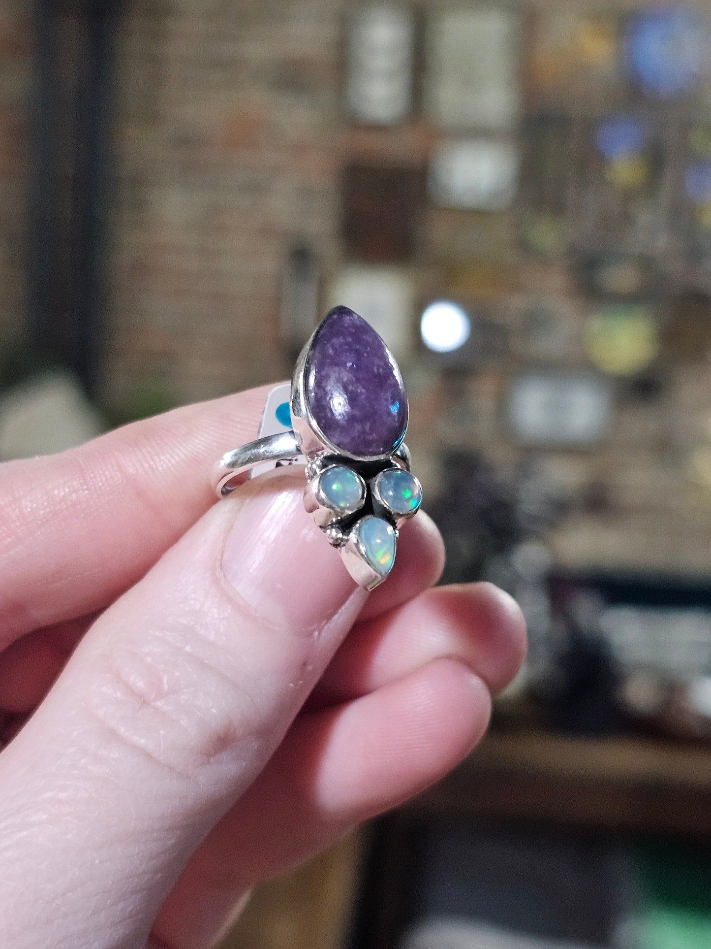 Size 7 Lepidolite & Ethiopian Opal Ring