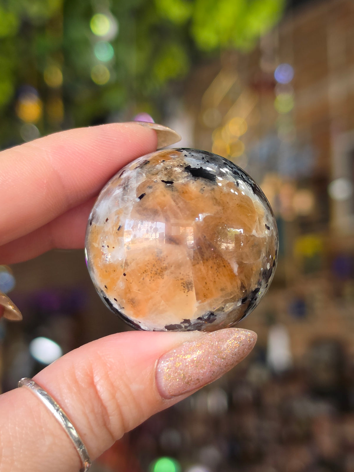 Larvikite and Sunstone Sphere