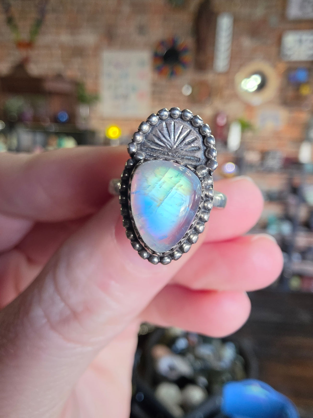 Size 6 Rainbow Moonstone Ring