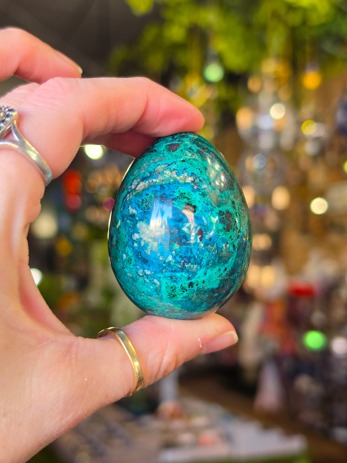 Chrysocolla & Malachite Egg Carving