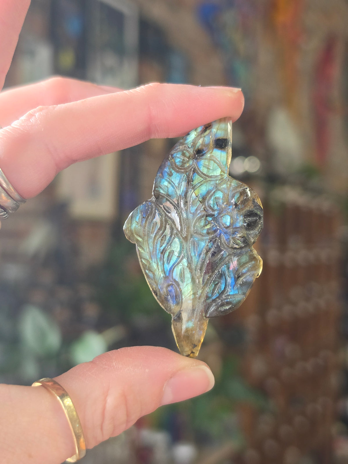 Labradorite Floral Carving Cabochon