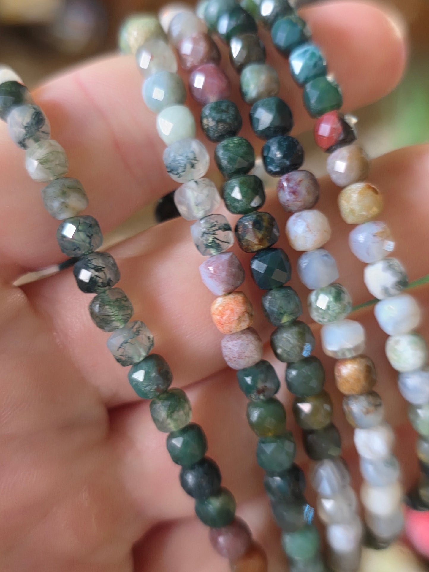 Faceted India Agate Bead Bracelet