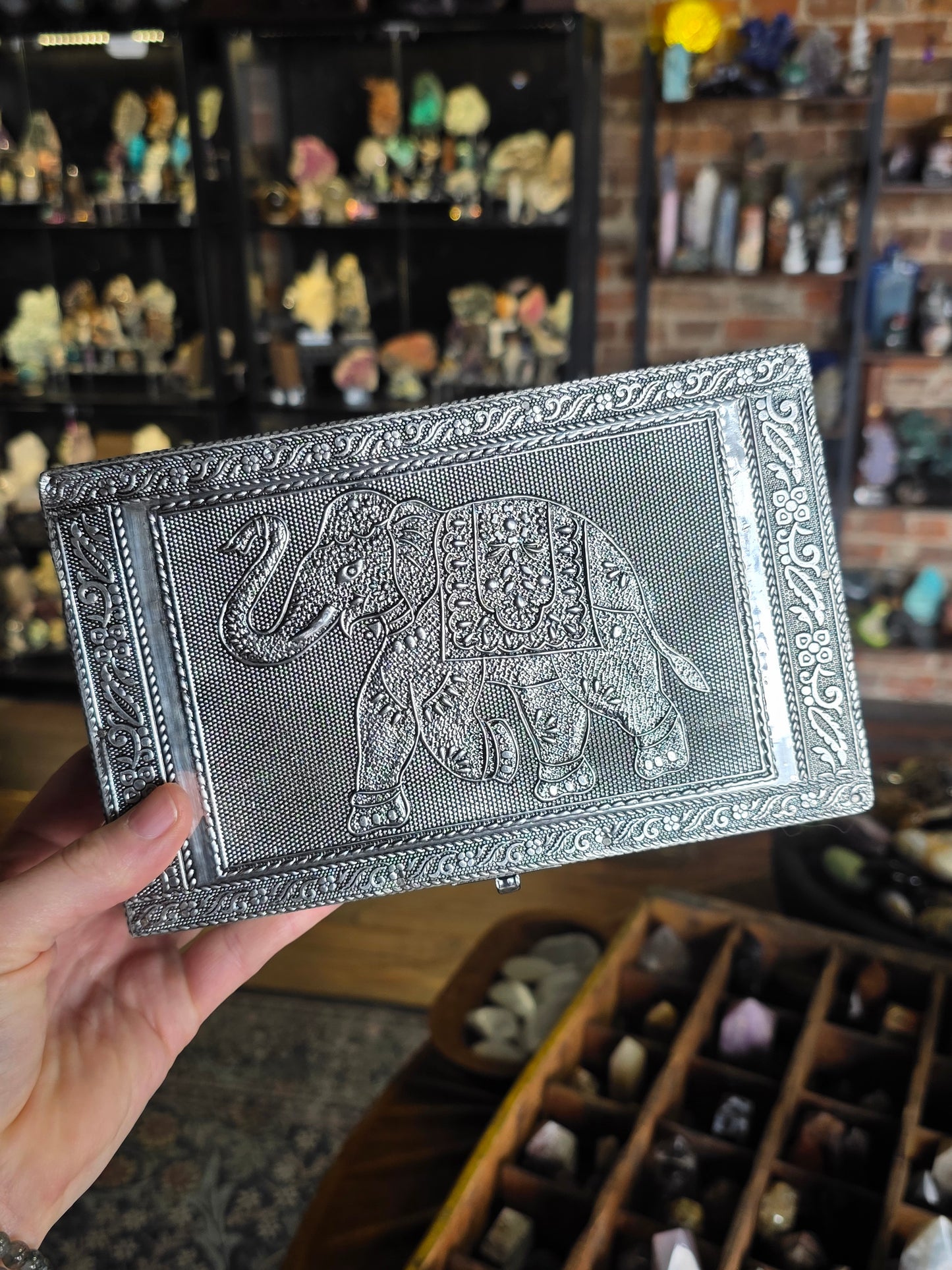Silver Elephant Jewelry Box