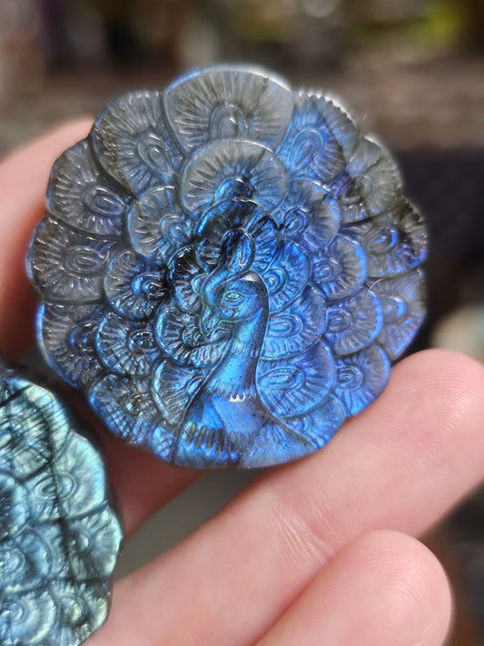 Labradorite Peacock Carving