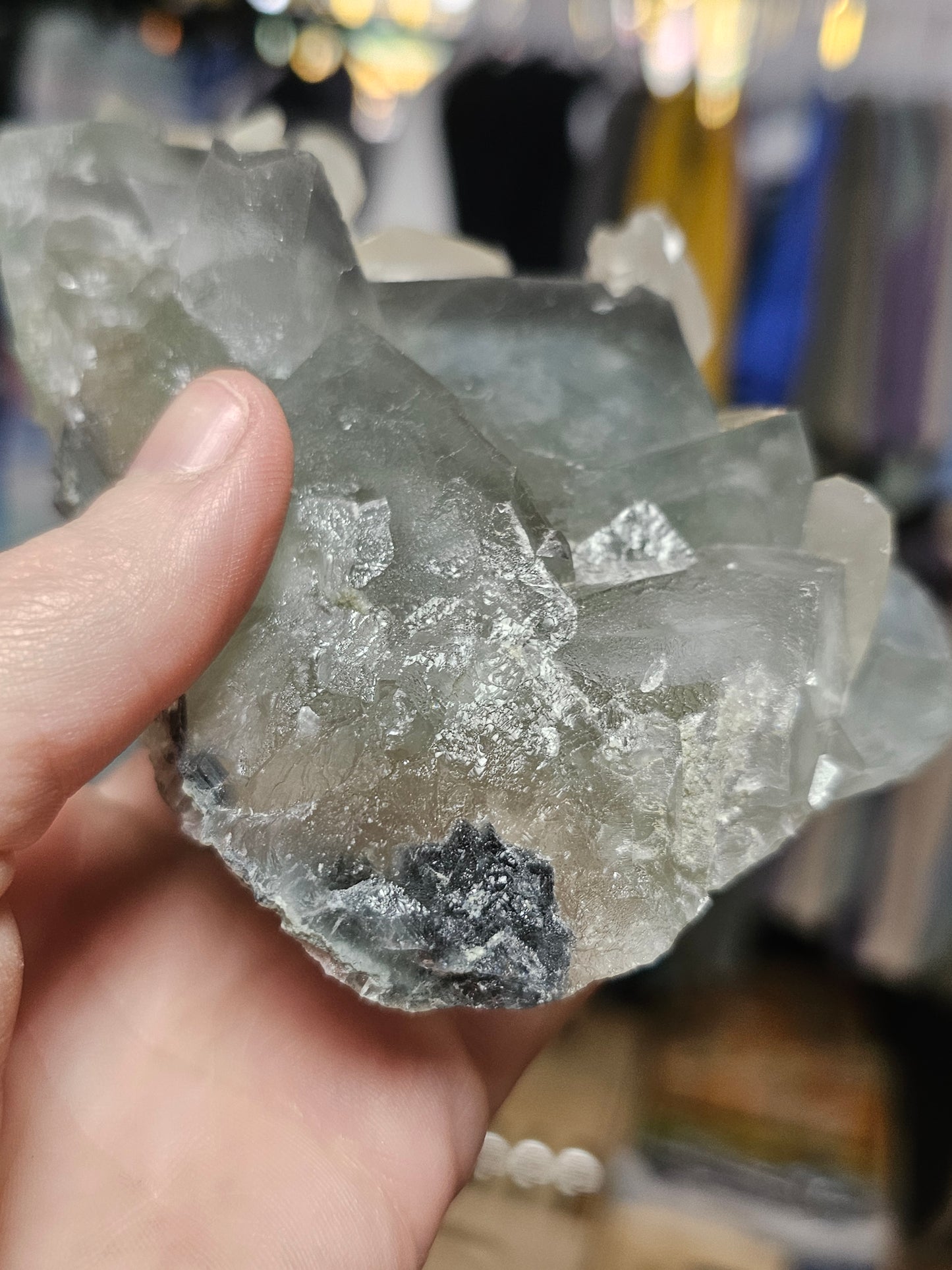 Calcite on Blue Fluorite