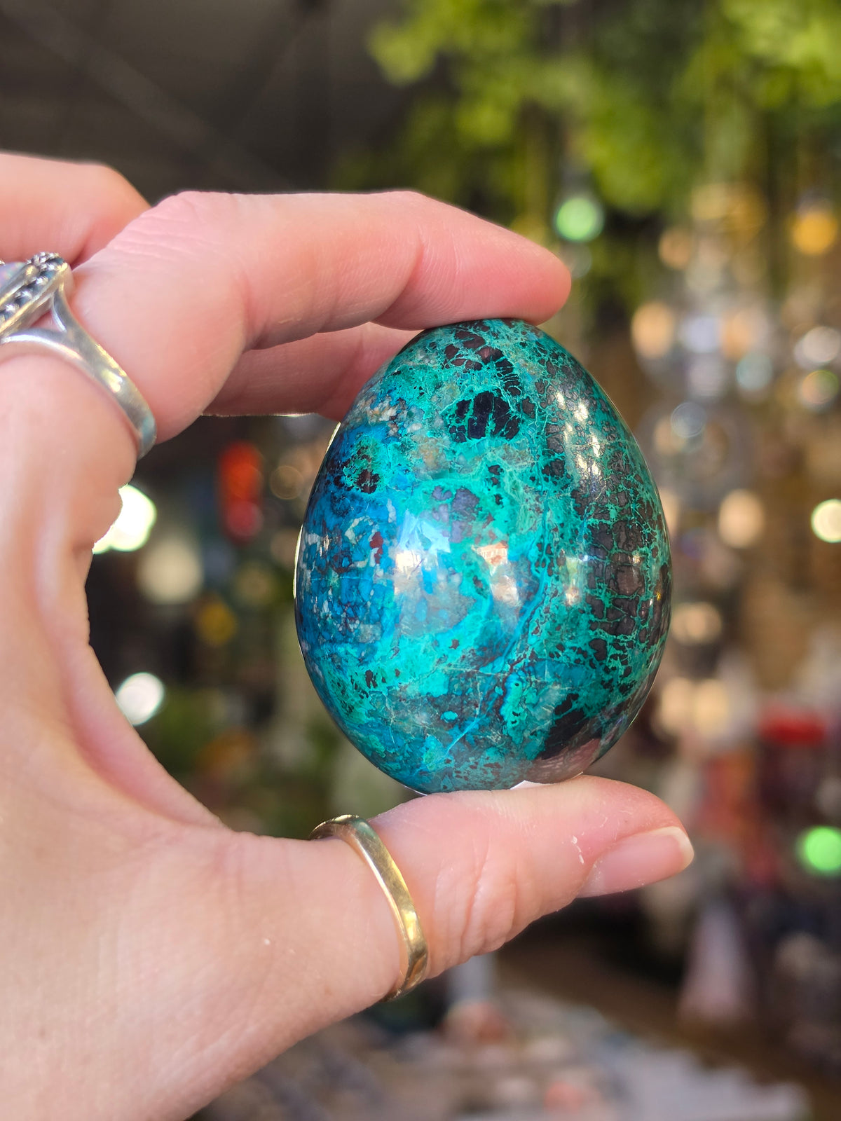 Chrysocolla & Malachite Egg Carving