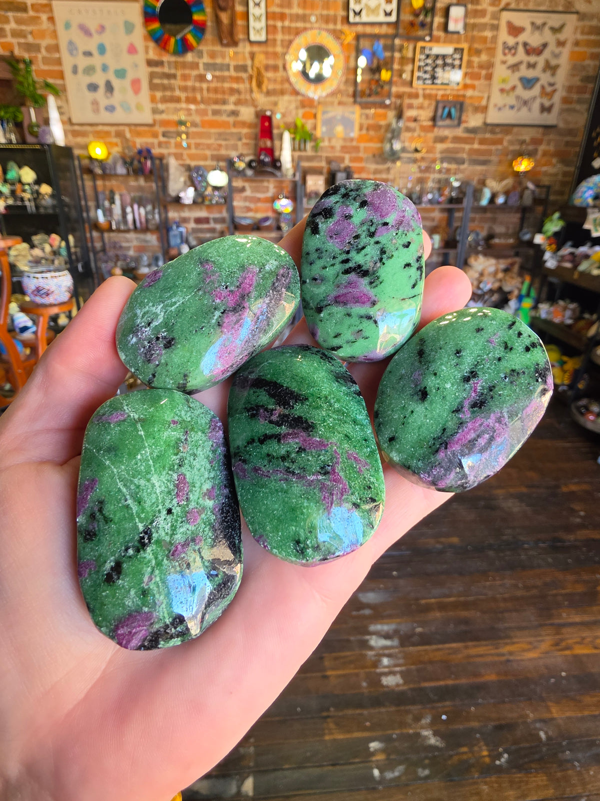 Ruby in Zoisite Palm Stone