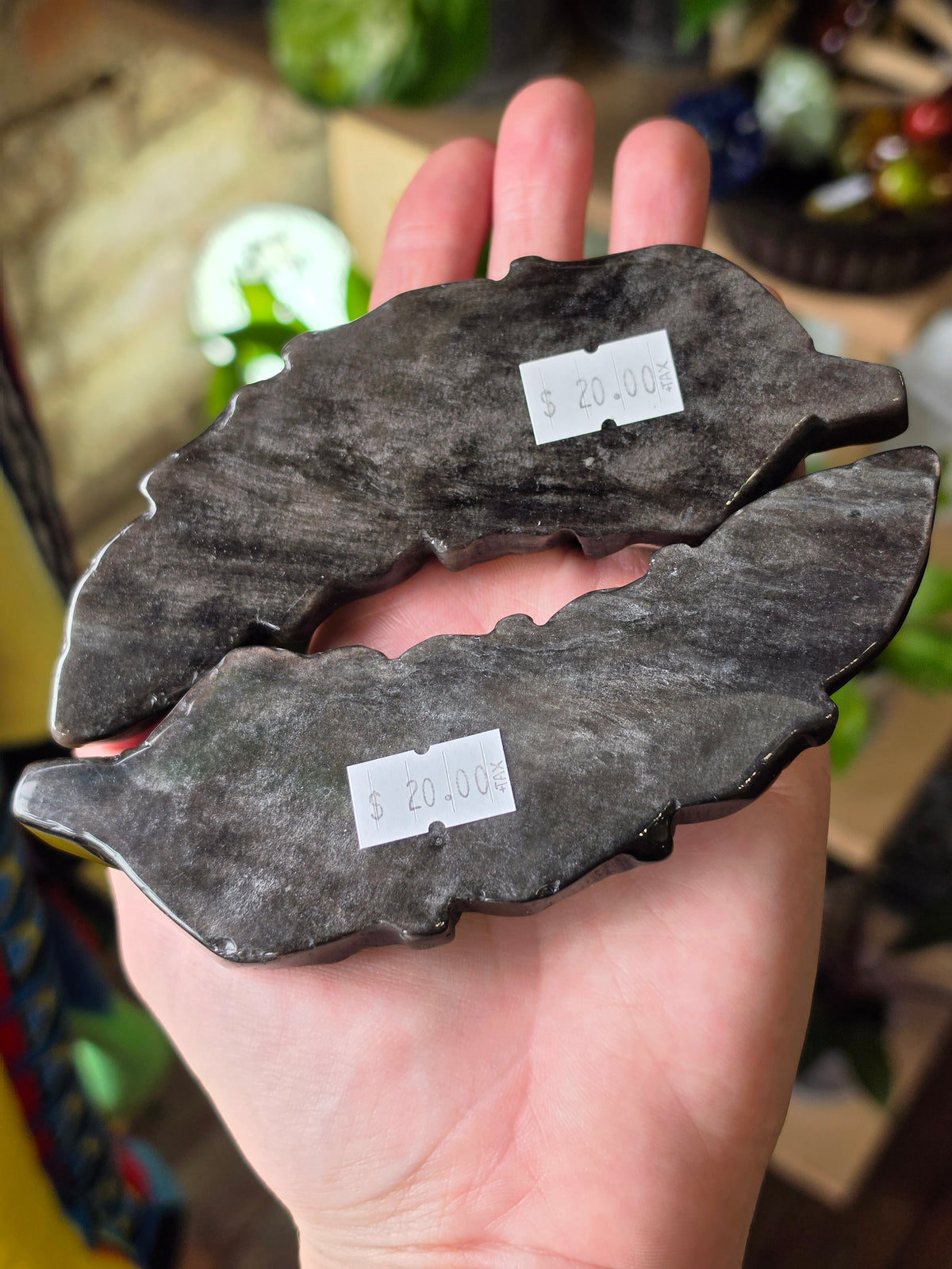 Silversheen Obsidian Feather Carving