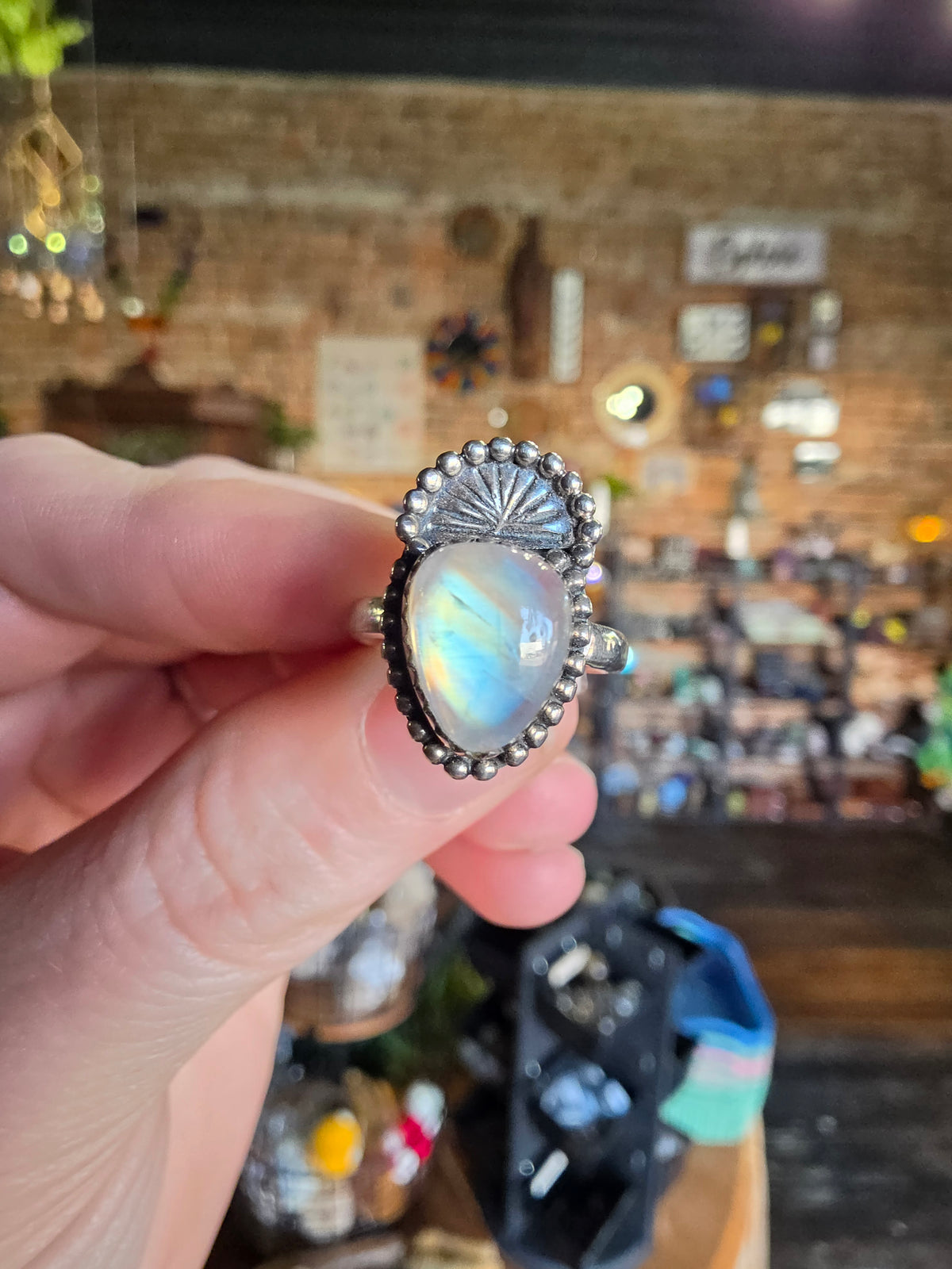 Size 7 Rainbow Moonstone Ring