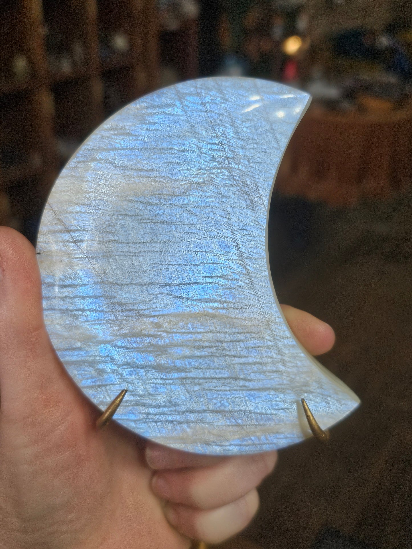 Moonstone Moon Carving on stand