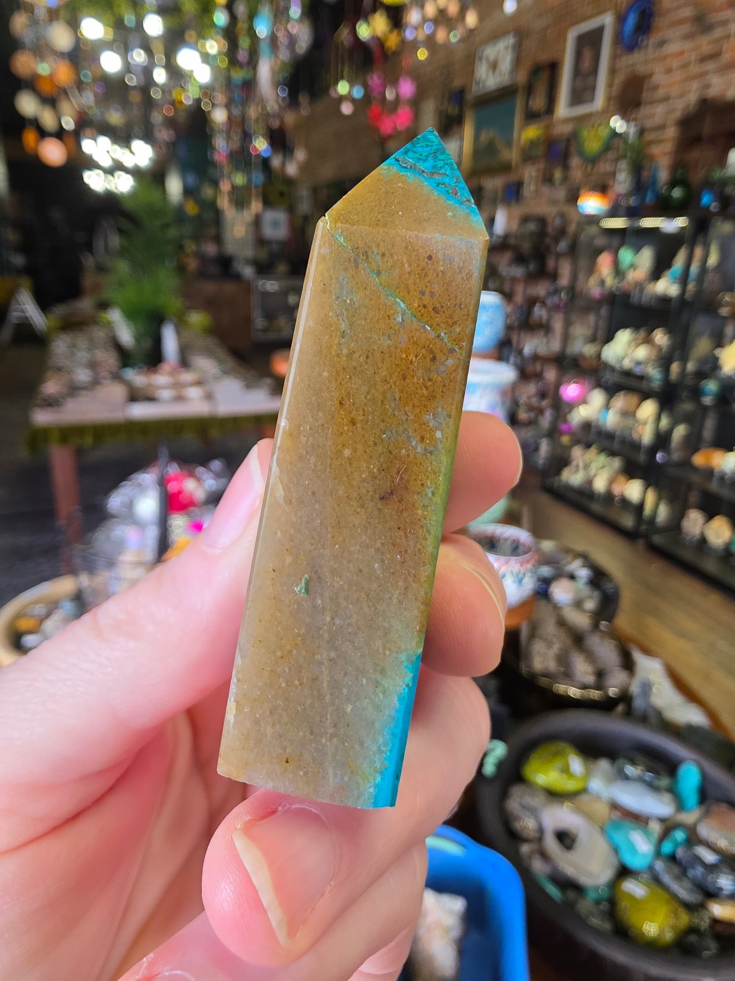 Malachite, Chrysocolla, Quartzite Point