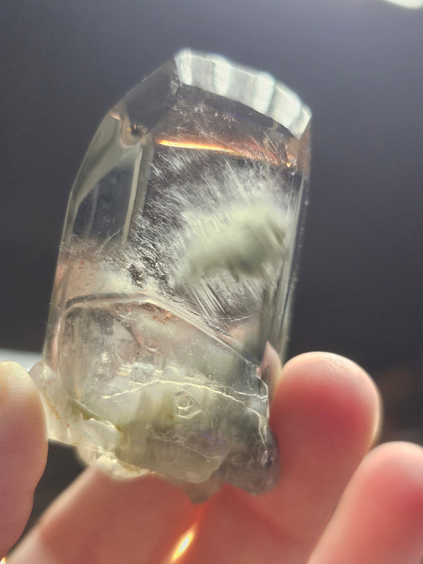 Polished Blue Tara ( Blue Amphibole) Quartz  Point