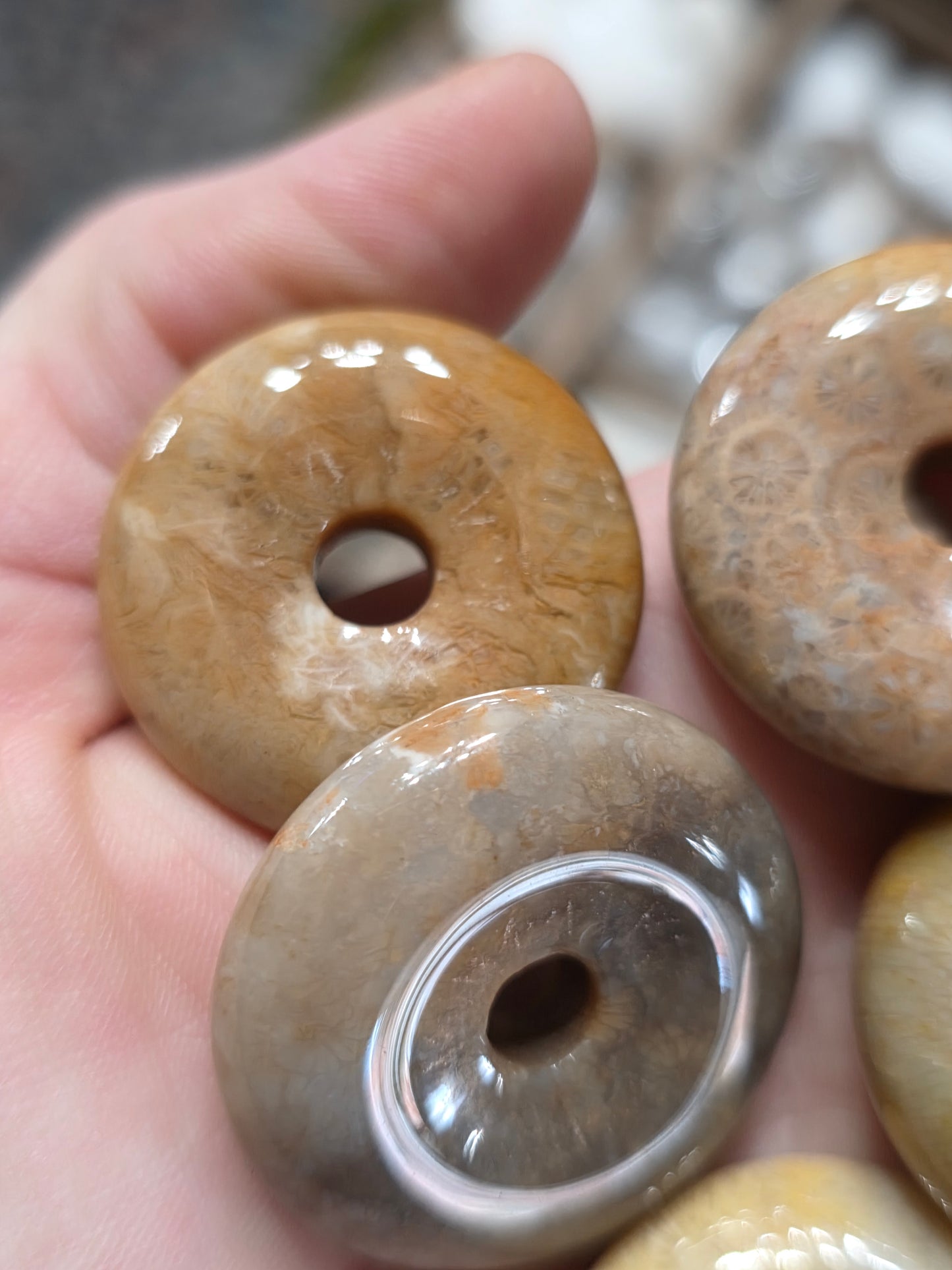 Coral Jade Donut Carving