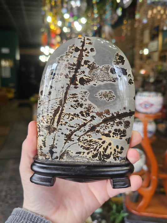 Dendritic Picture Jasper Freeform on stand