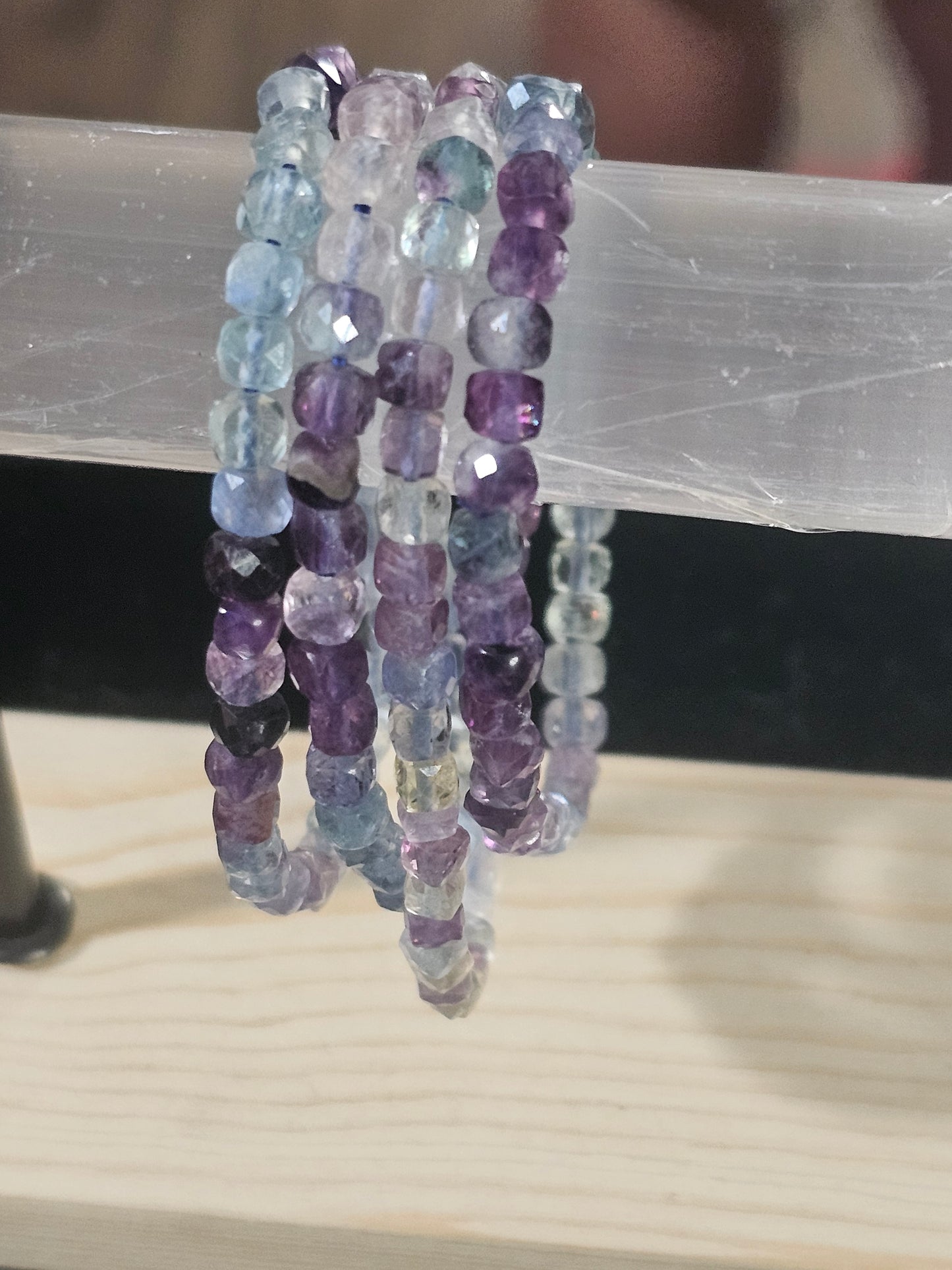 Fluorite Faceted Stretch Bracelet