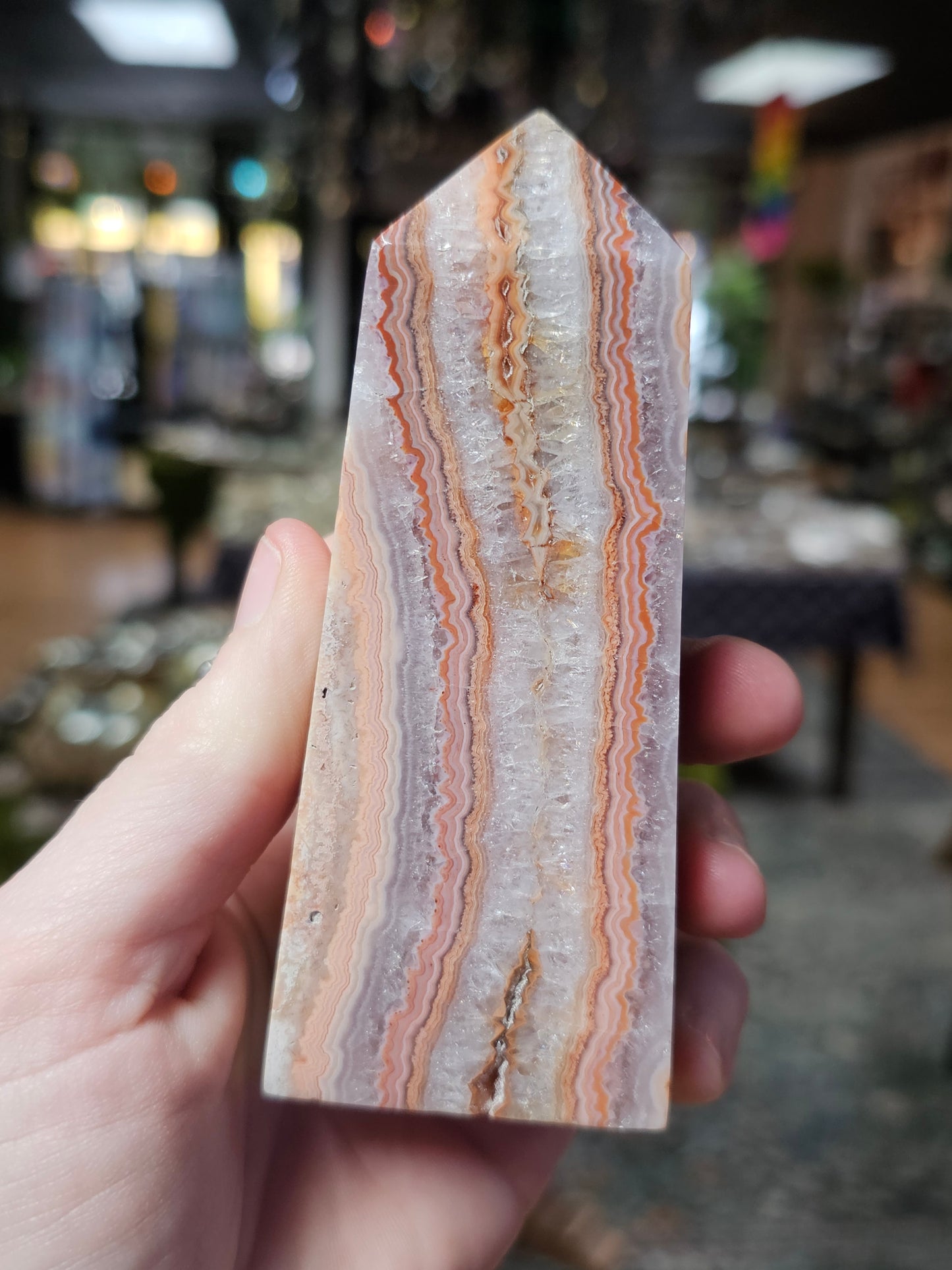Pink Java Lace Agate tower