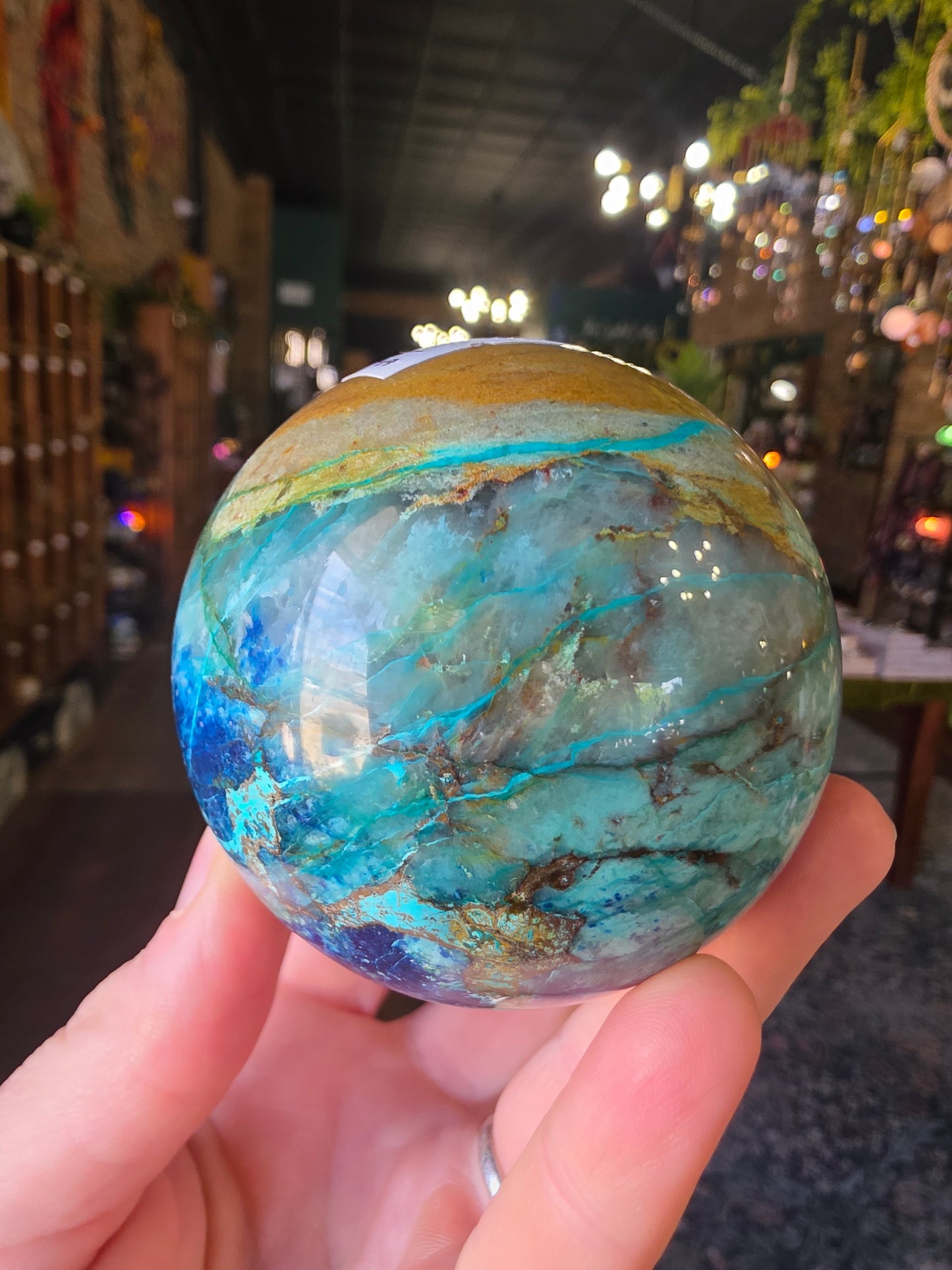 Chrysocolla and Shattuckite Sphere