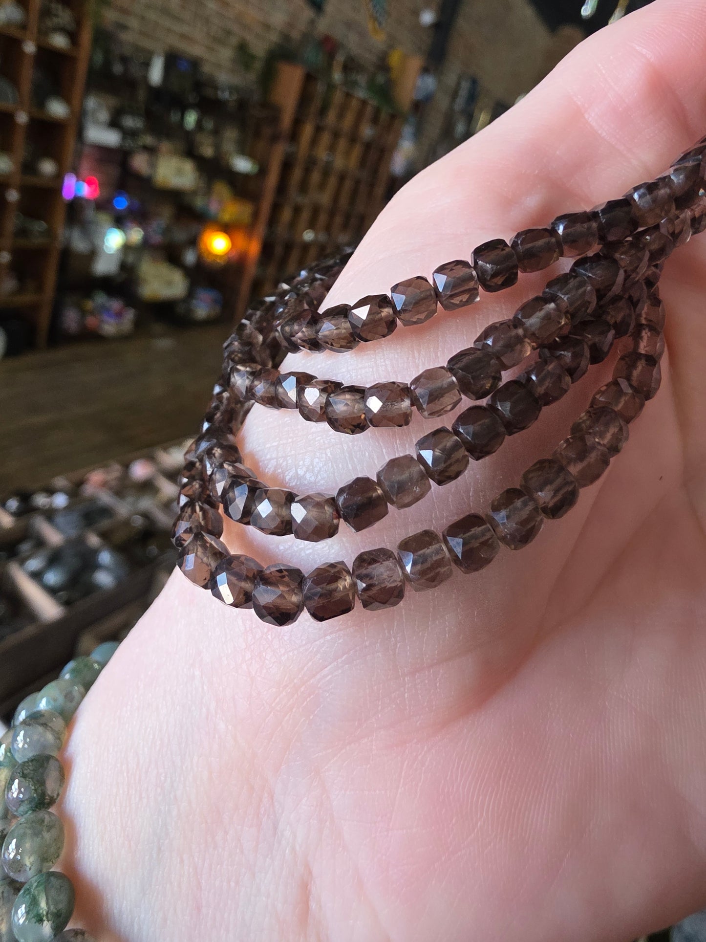 Faceted Smoky Quartz Bead Bracelet