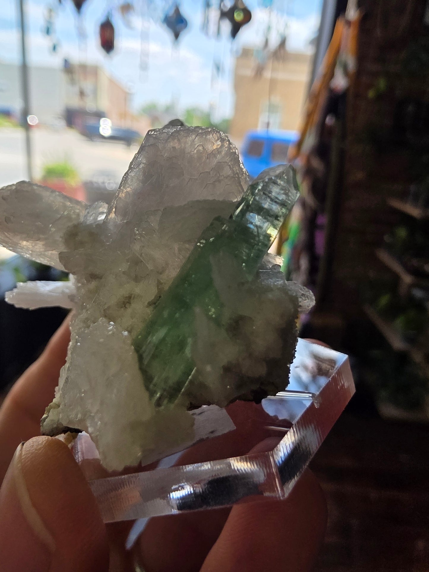 Green Apophyllite On Stilbite