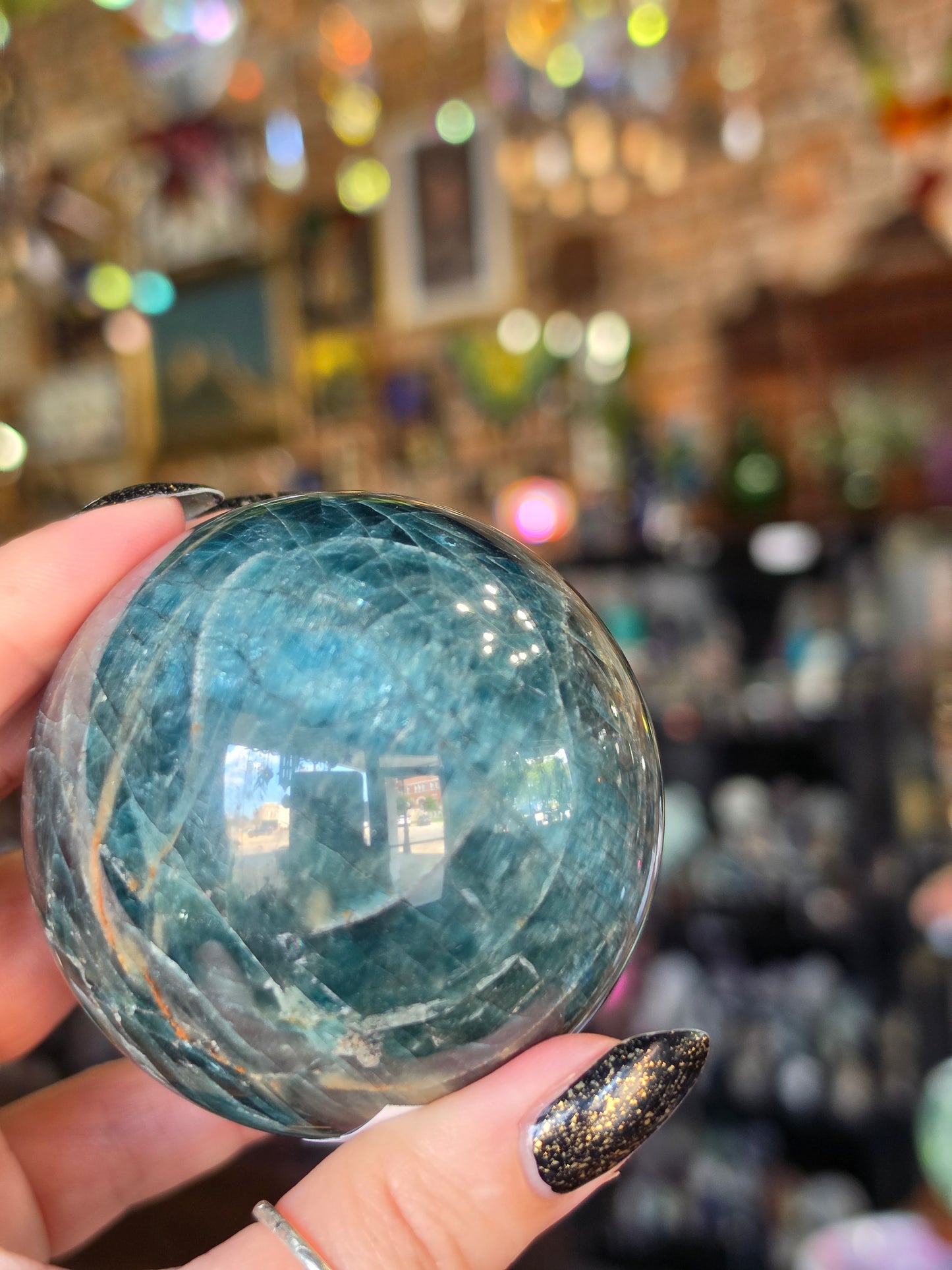 Blue Apatite Sphere