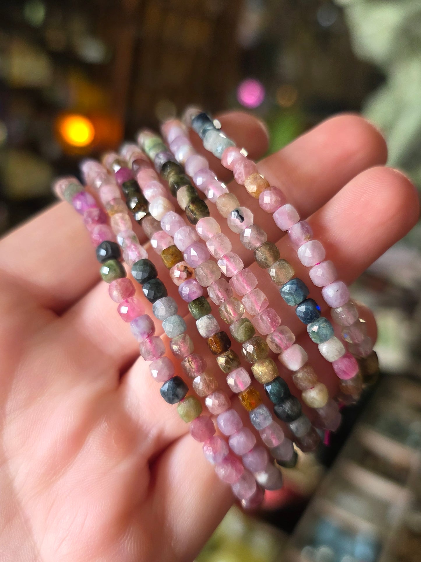 Faceted Multicolor Tourmaline Bead Bracelet