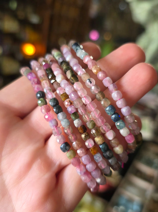 Faceted Multicolor Tourmaline Bead Bracelet