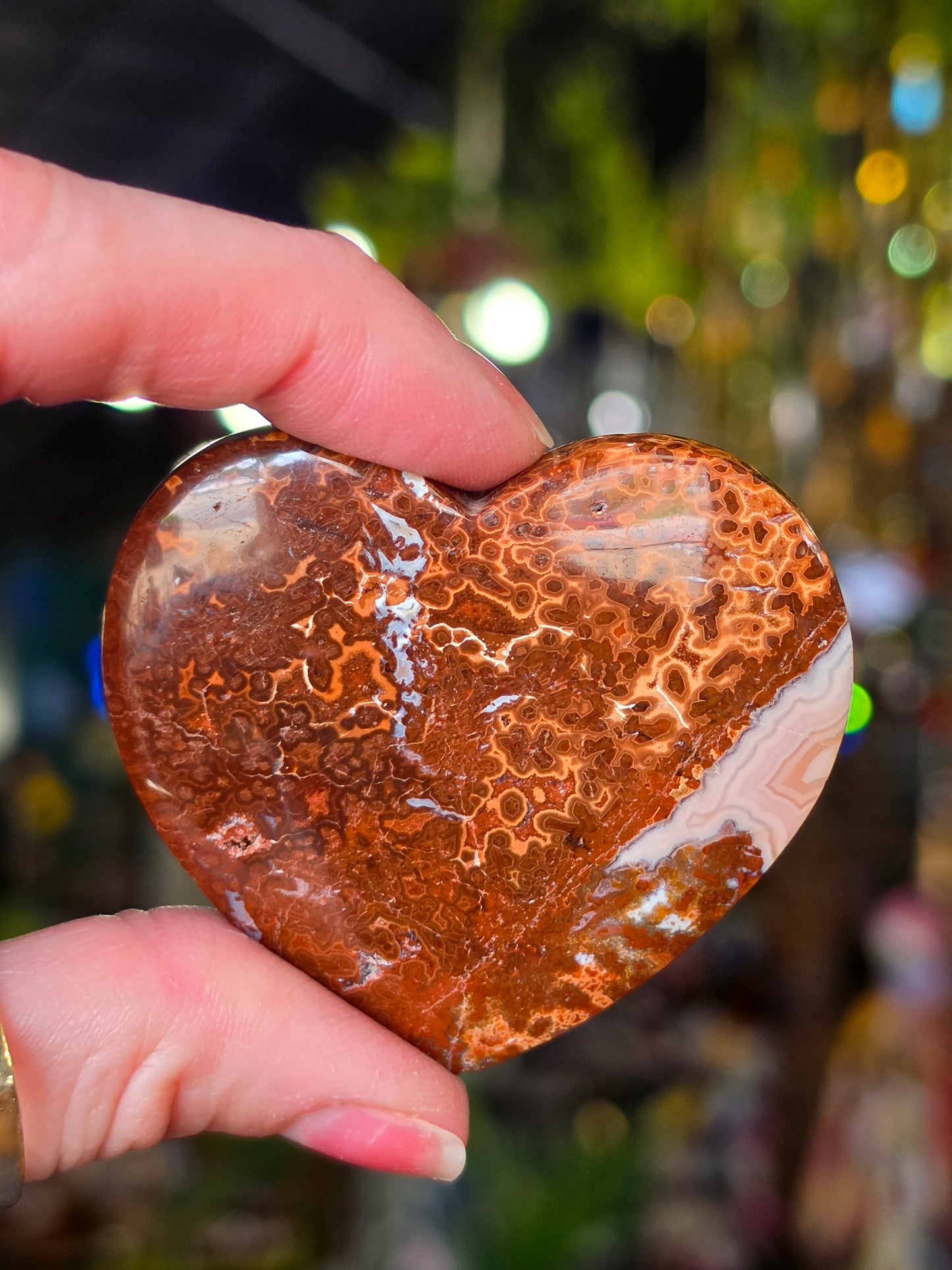 Red Orbicular Ocean Jasper Heart