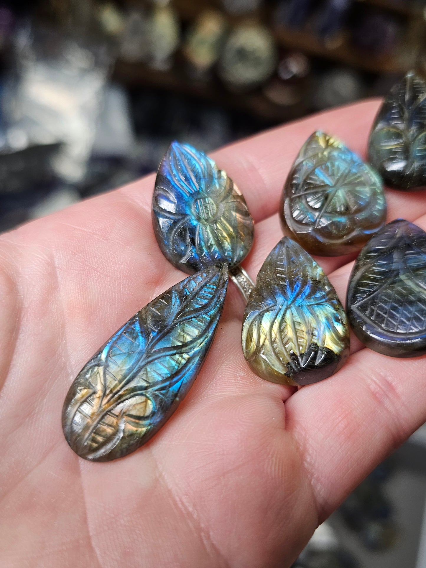 Carved Labradorite Teardrop Cabochon