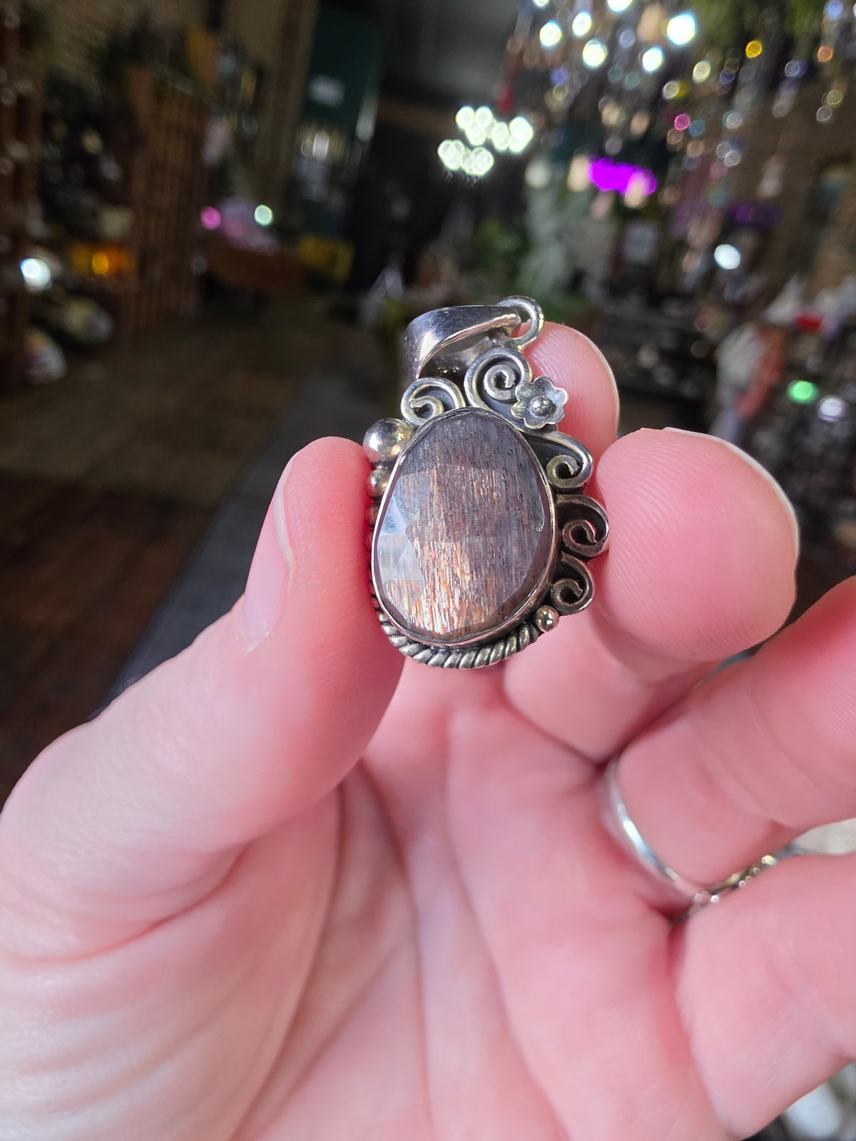 Tanzanian Black Sunstone Pendant