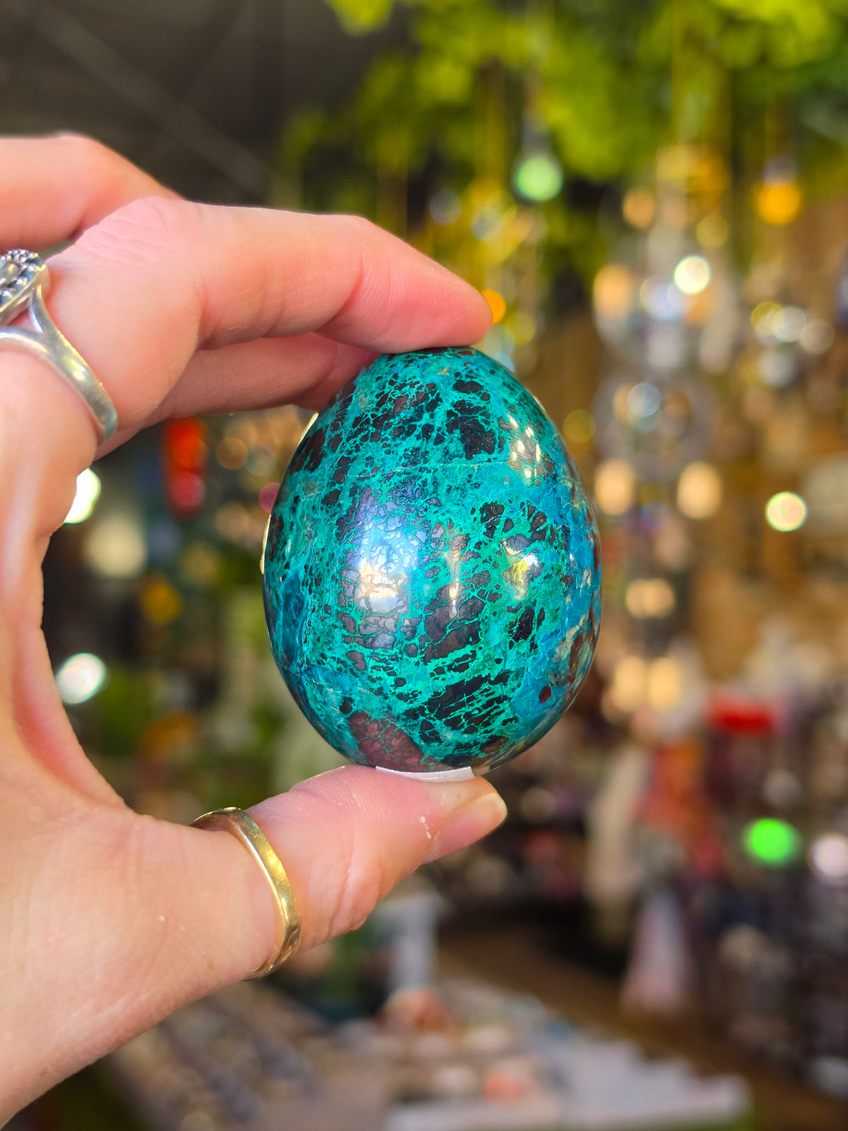 Chrysocolla & Malachite Egg Carving