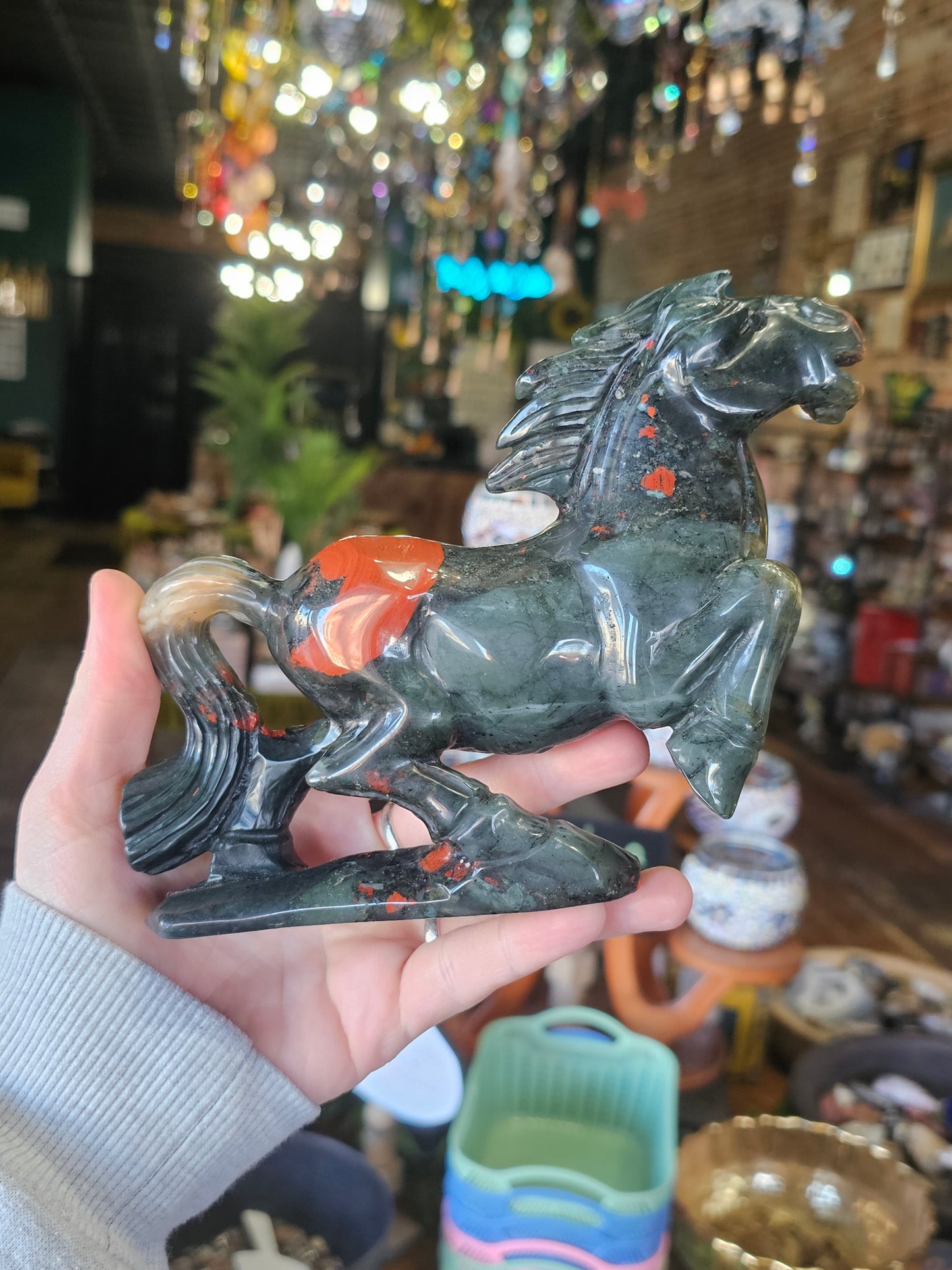 African Bloodstone Horse Carving